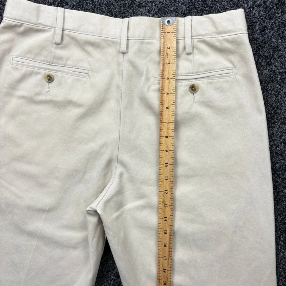 Lands End Pants Mens 34x34 Khaki Beige Traditional Fit Flat Front Chino Trousers